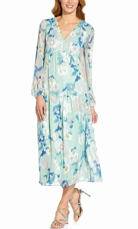 Adrianna Papell AP1E209021 - Tea Length Floral Bishop Dress