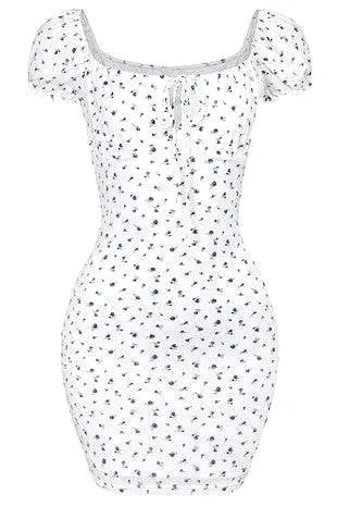 Azelia White Floral Bodycon Mini Dress