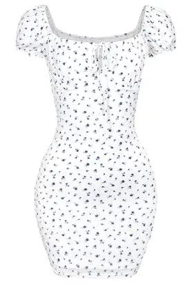 Azelia White Floral Bodycon Mini Dress