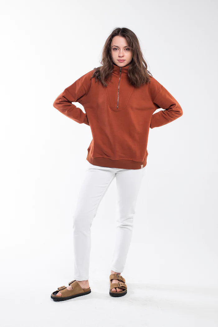 Bee And Alpaca Zipped Neck Sweatshirt