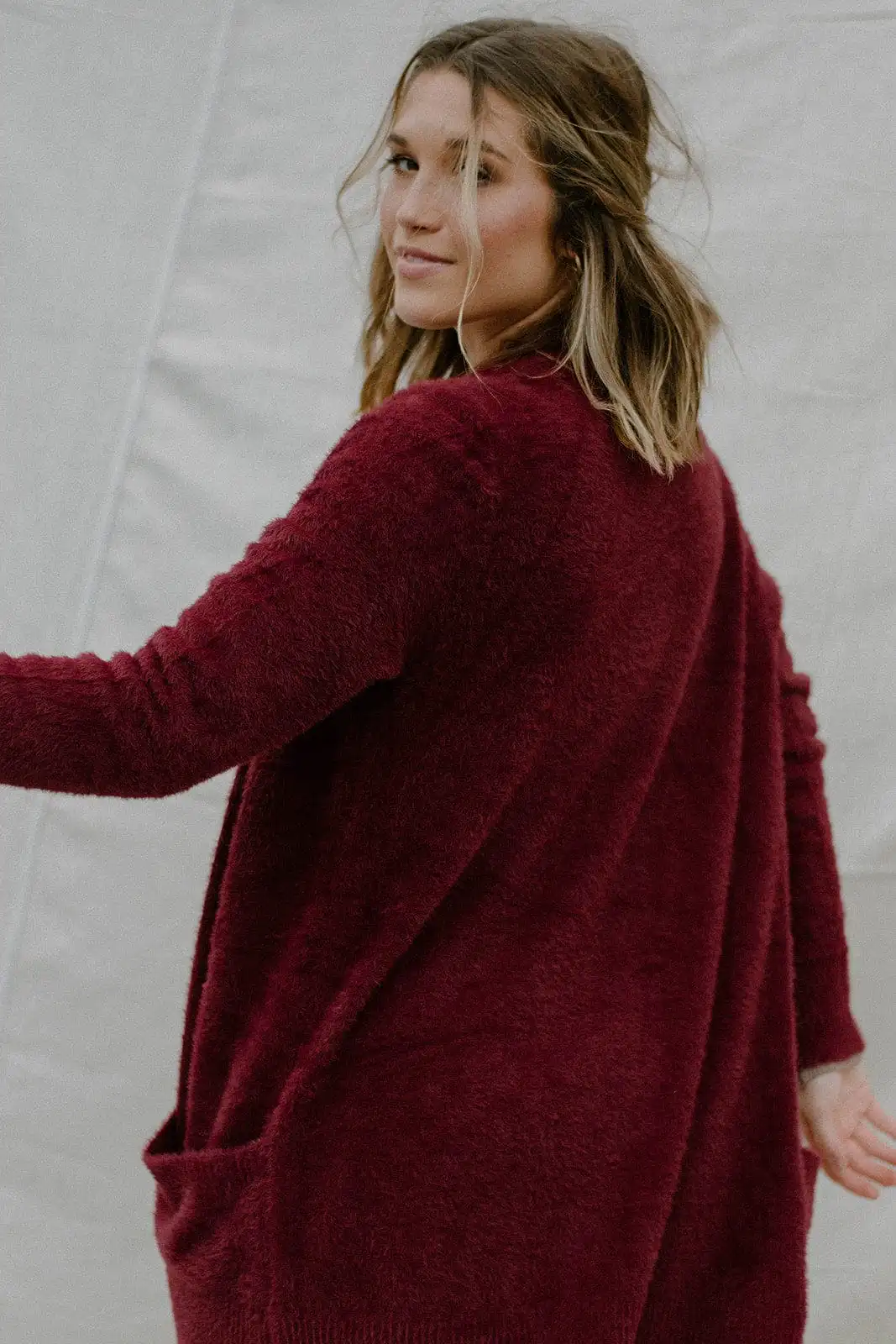 Berry Fuzzy Cozy Cardigan