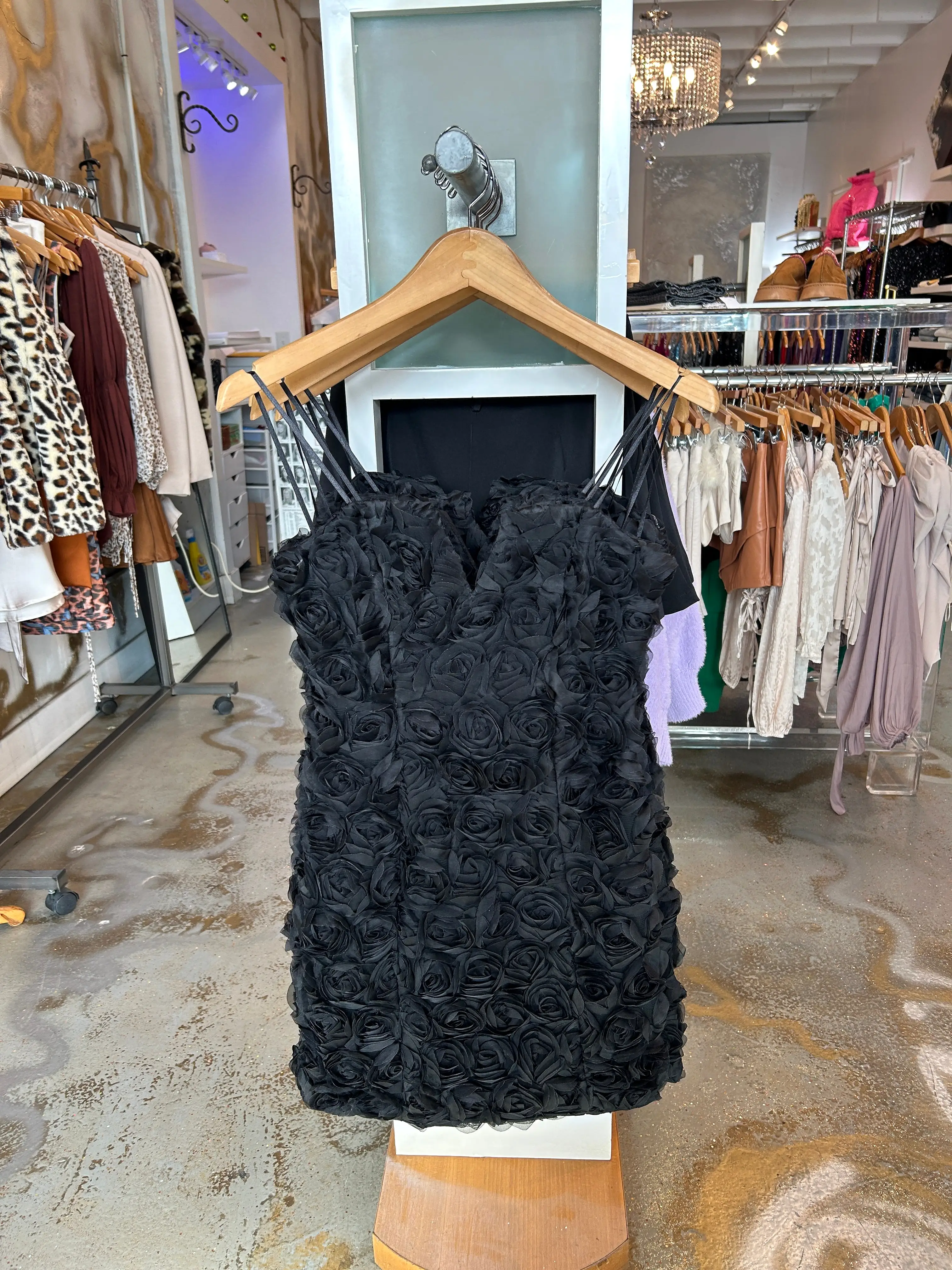 Black rose tube dress