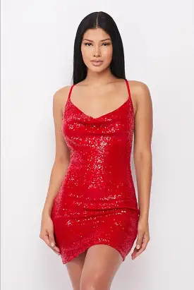 Booboo Red Sparkly Mini Dress