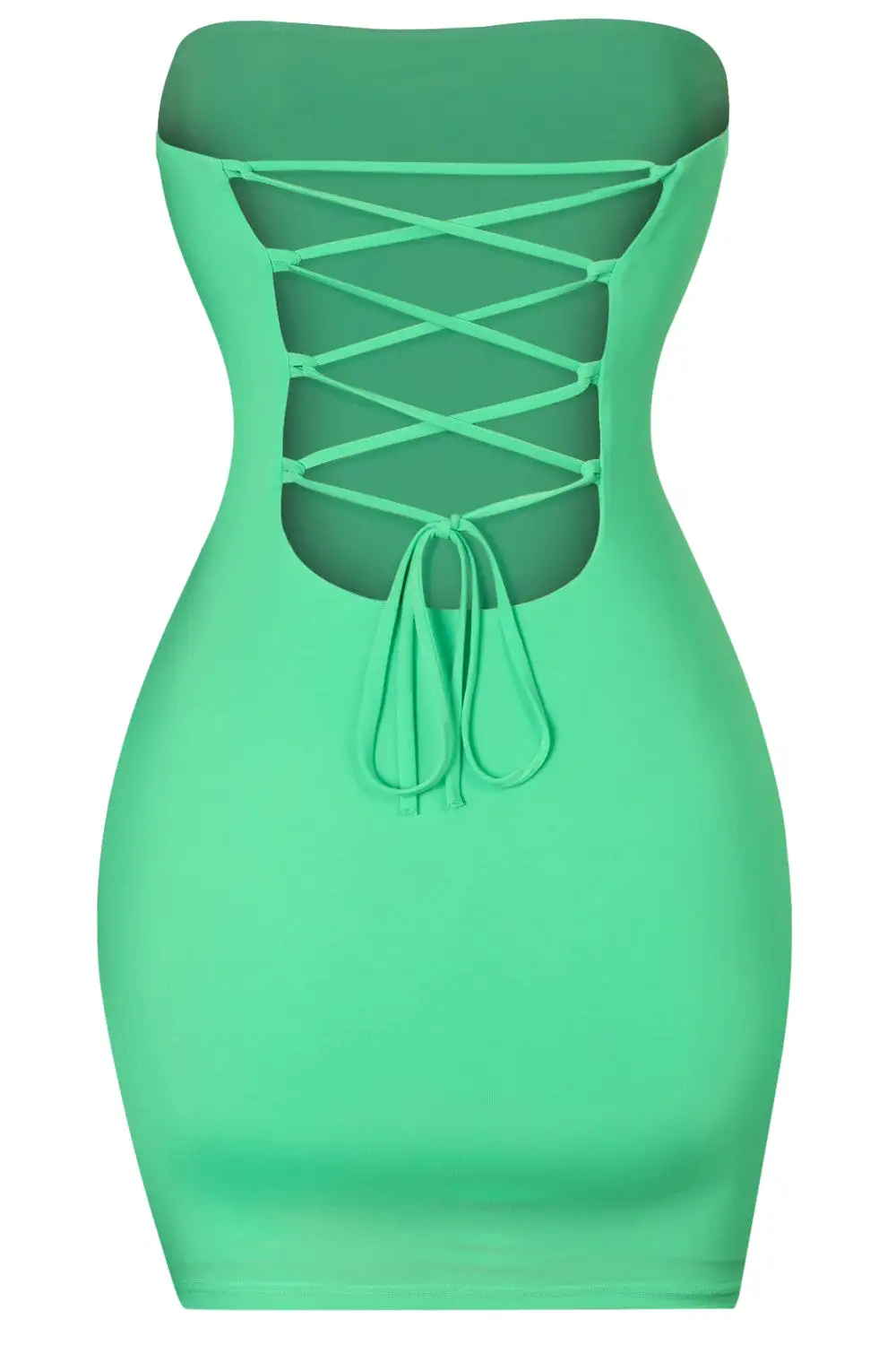 Breeyana Green Tube Side Slit Mini Dress