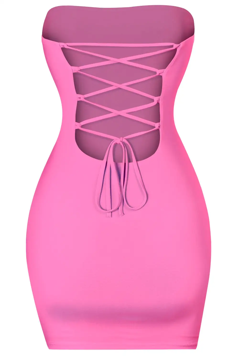 Breeyana Hot Pink Tube Side Slit Mini Dress