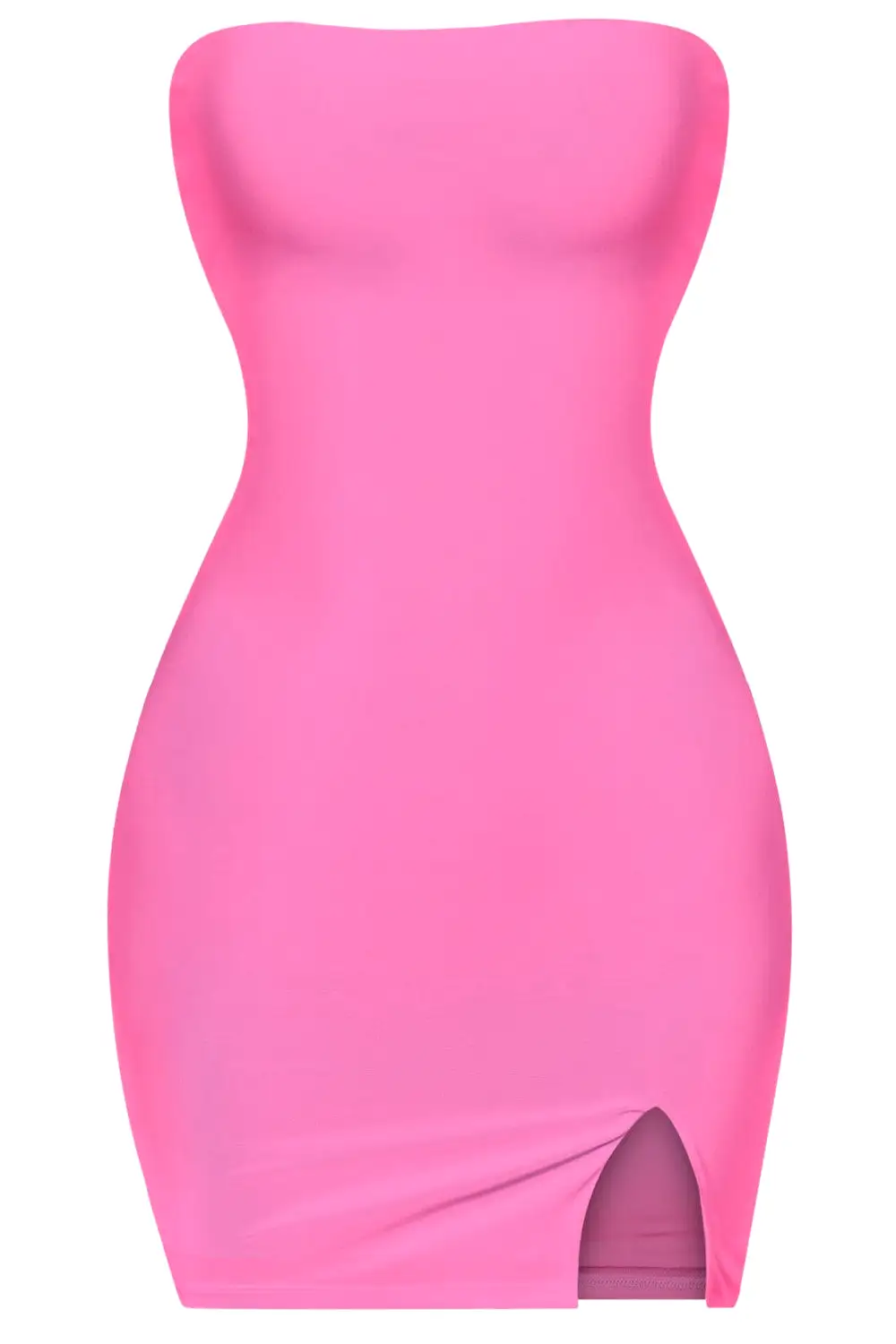 Breeyana Hot Pink Tube Side Slit Mini Dress