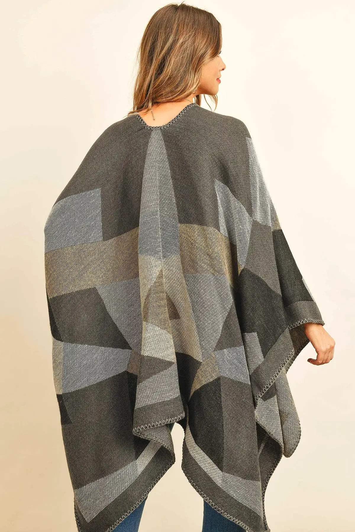 Brown Abstract Pattern Open Front Kimono