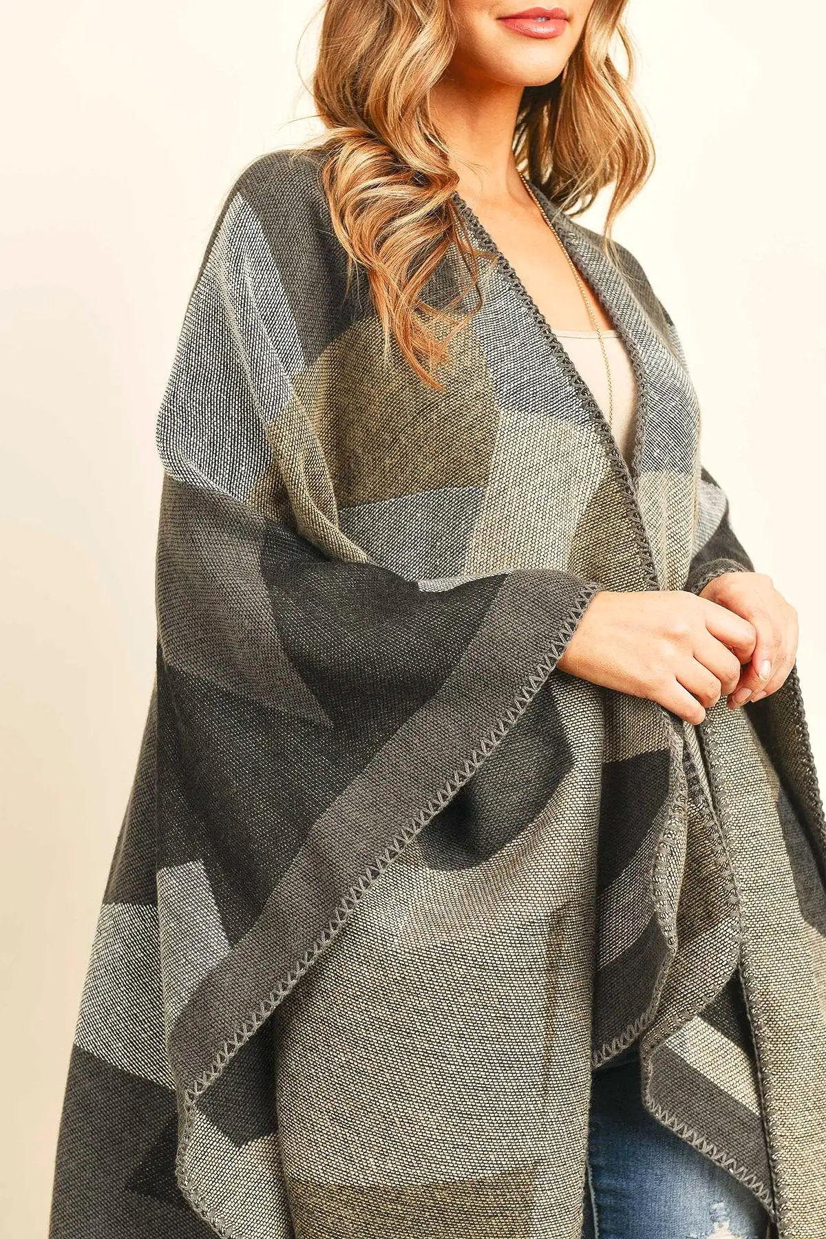 Brown Abstract Pattern Open Front Kimono