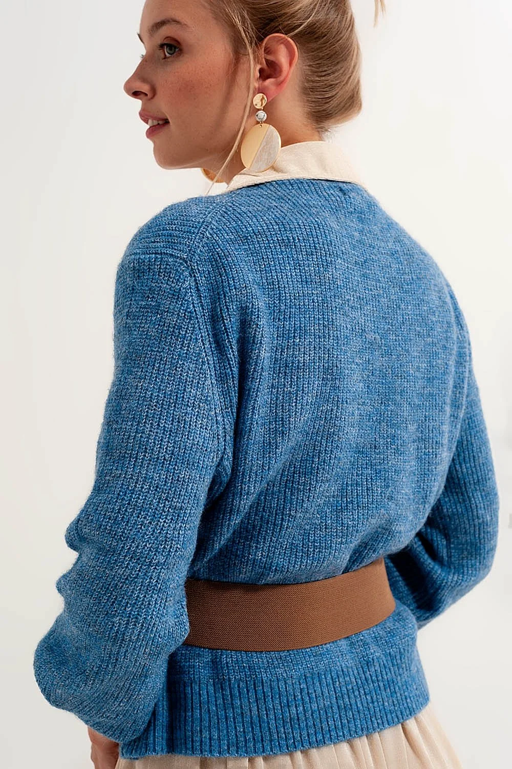 Button Through Cardigan in Blue