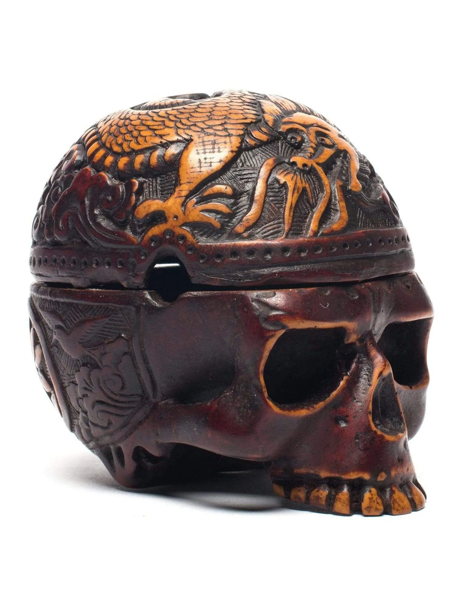 Carved Resin Skull Incense Burner