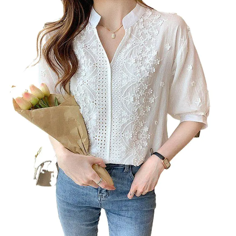 Embroidered White Blouse