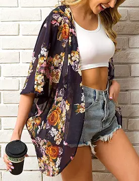 Haute Edition Women's Lightweight Summer Kimono Cover Up Cardigans