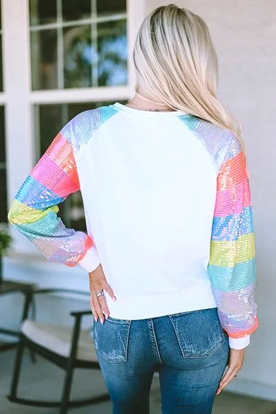 Heart Graphic Sequin Long Sleeve Sweatshirt