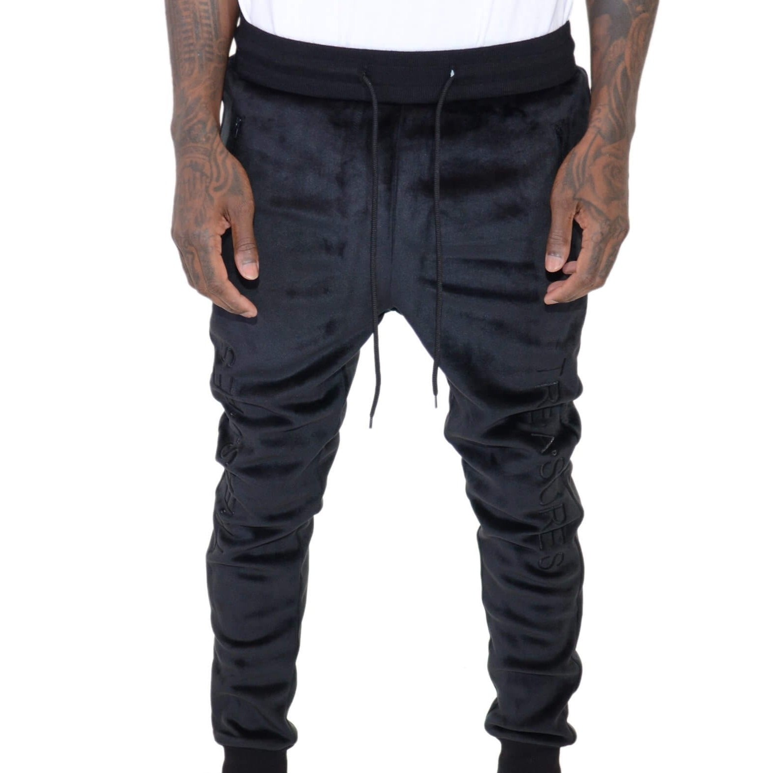 HIDDEN TREASURE VELOUR SWEATPANTS BLACK