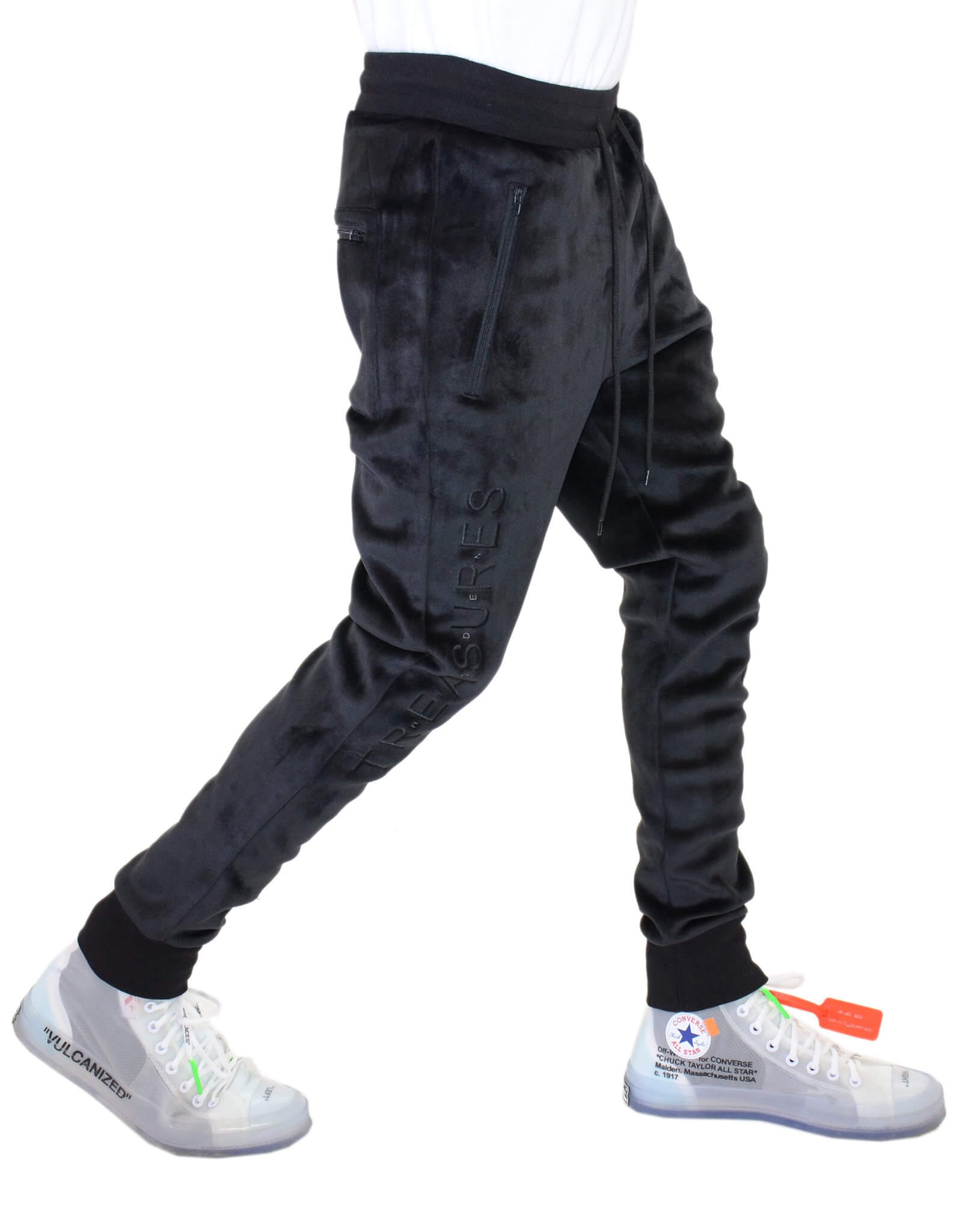 HIDDEN TREASURE VELOUR SWEATPANTS BLACK