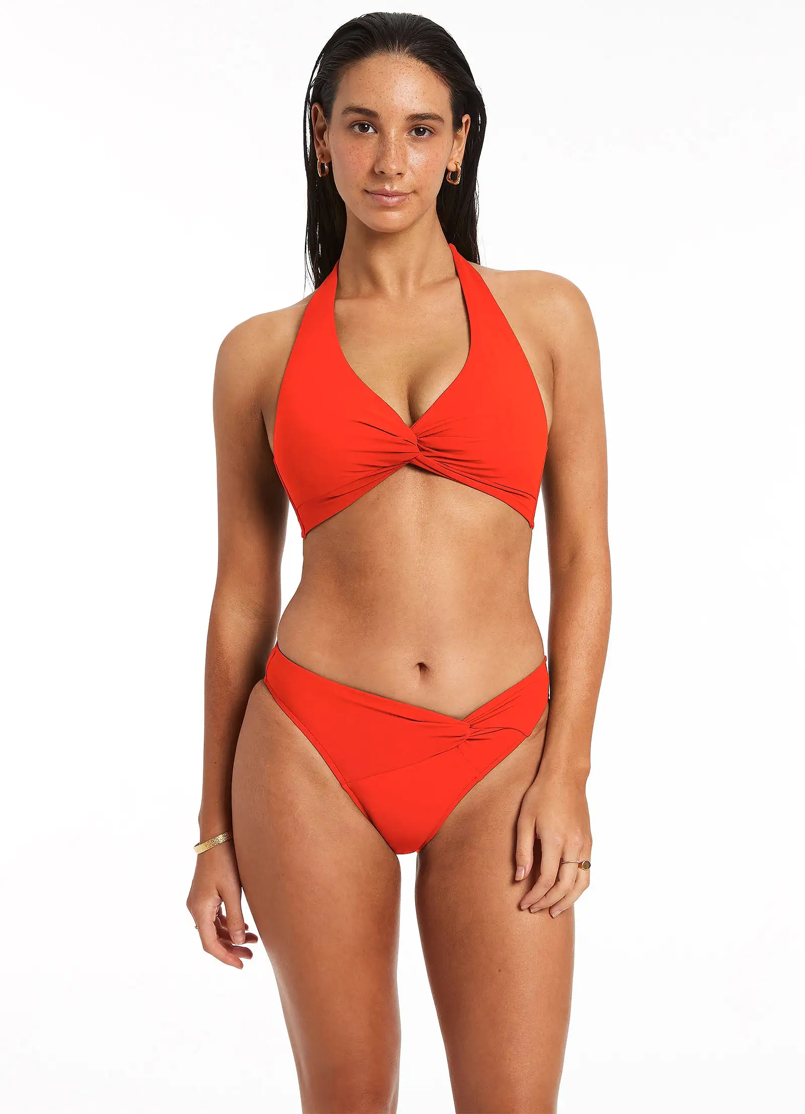 Jetset Twist Front Bikini Bottom - Fiamma