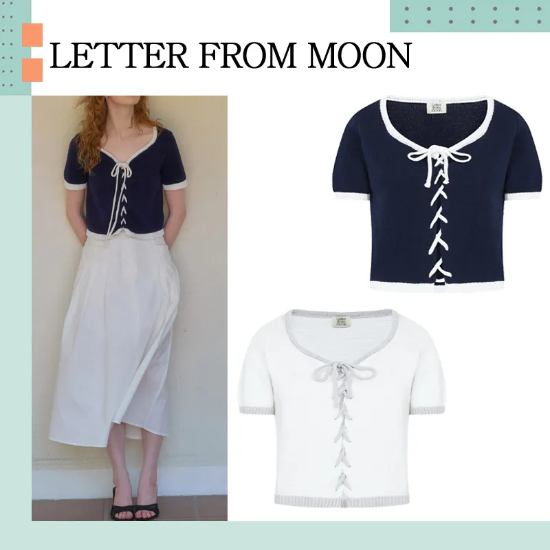 LETTER FROM MOON  |Street Style Cotton Short Sleeves Elegant Style Cardigans