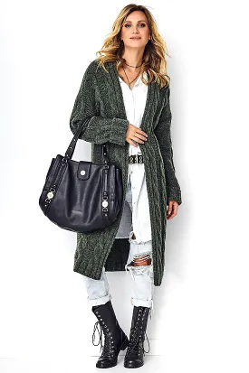 Long Coat Cardigan Dark Green