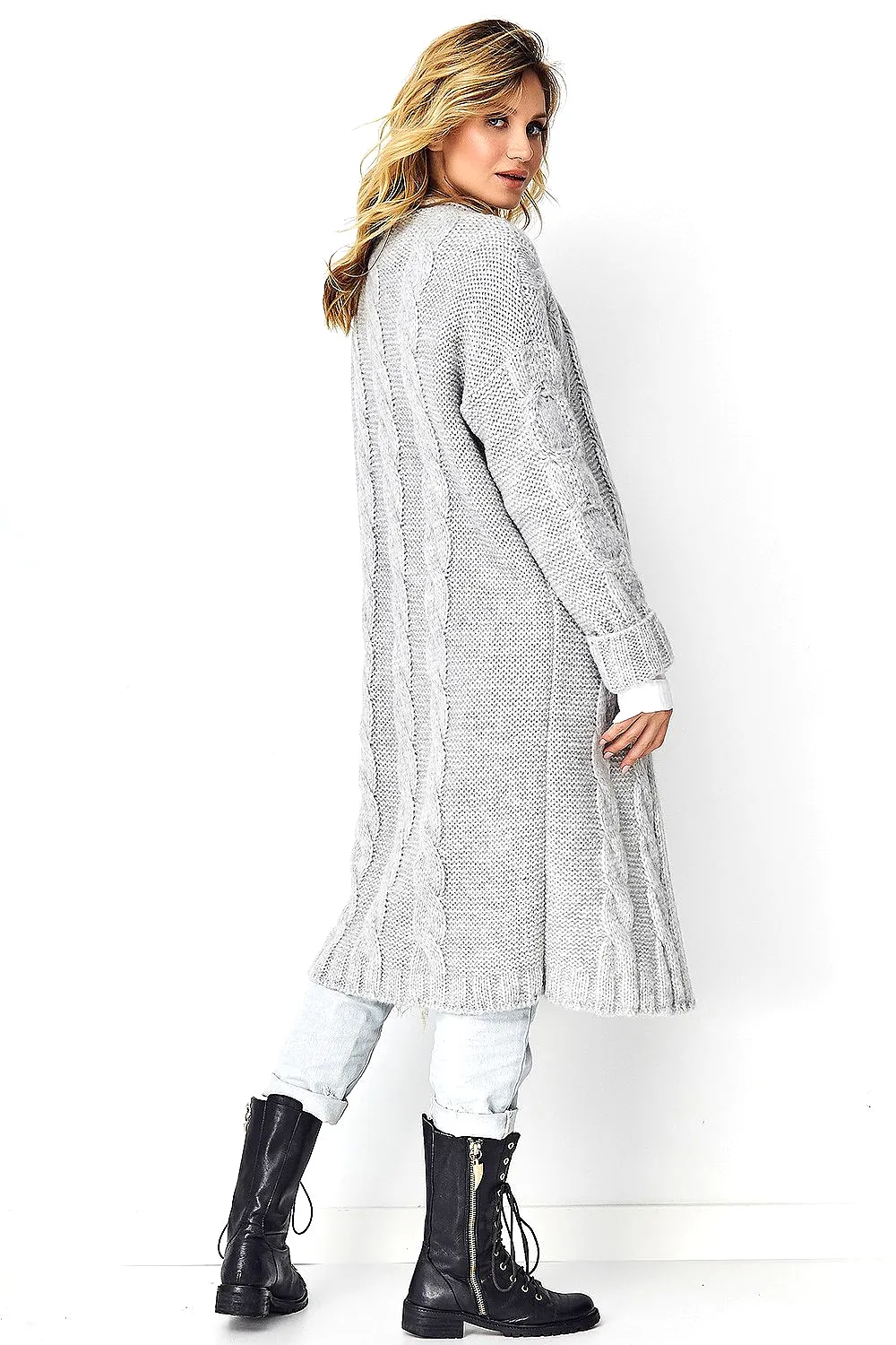 Long Coat Cardigan Light Grey