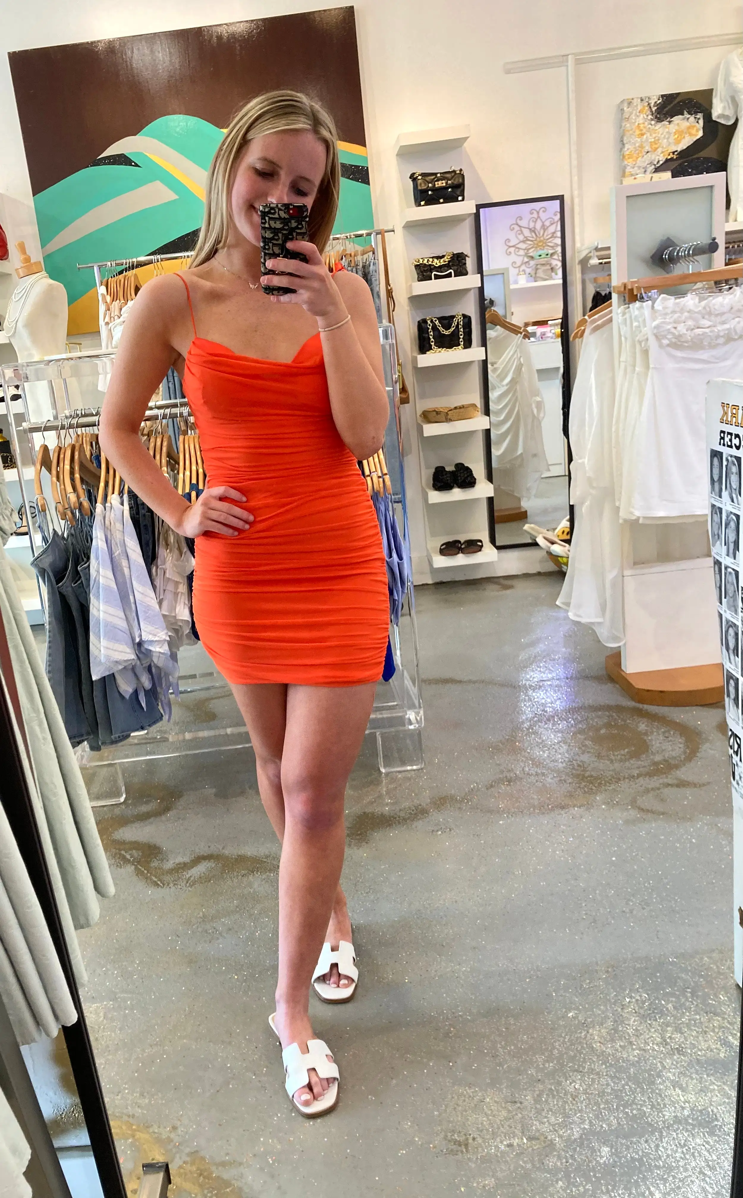 Lovely open back bar style dress - orange