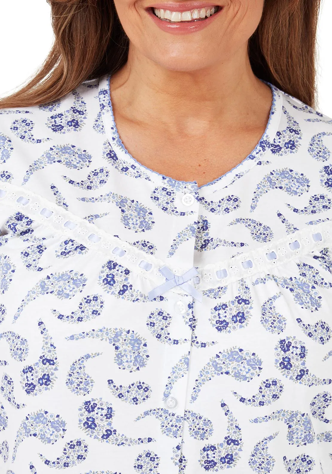 Paisley 100% Cotton Nightdress - Blue