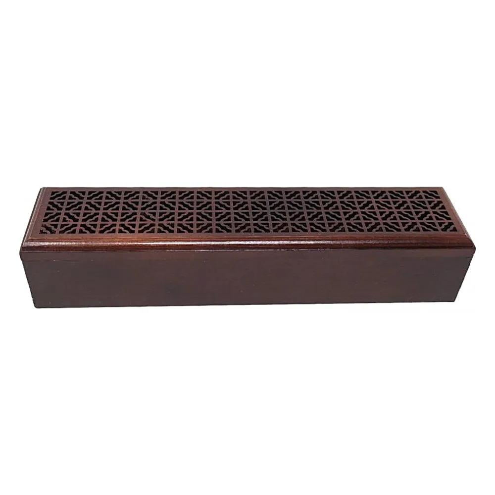 Rosewood Finish Wood Incense Box Burner - Large