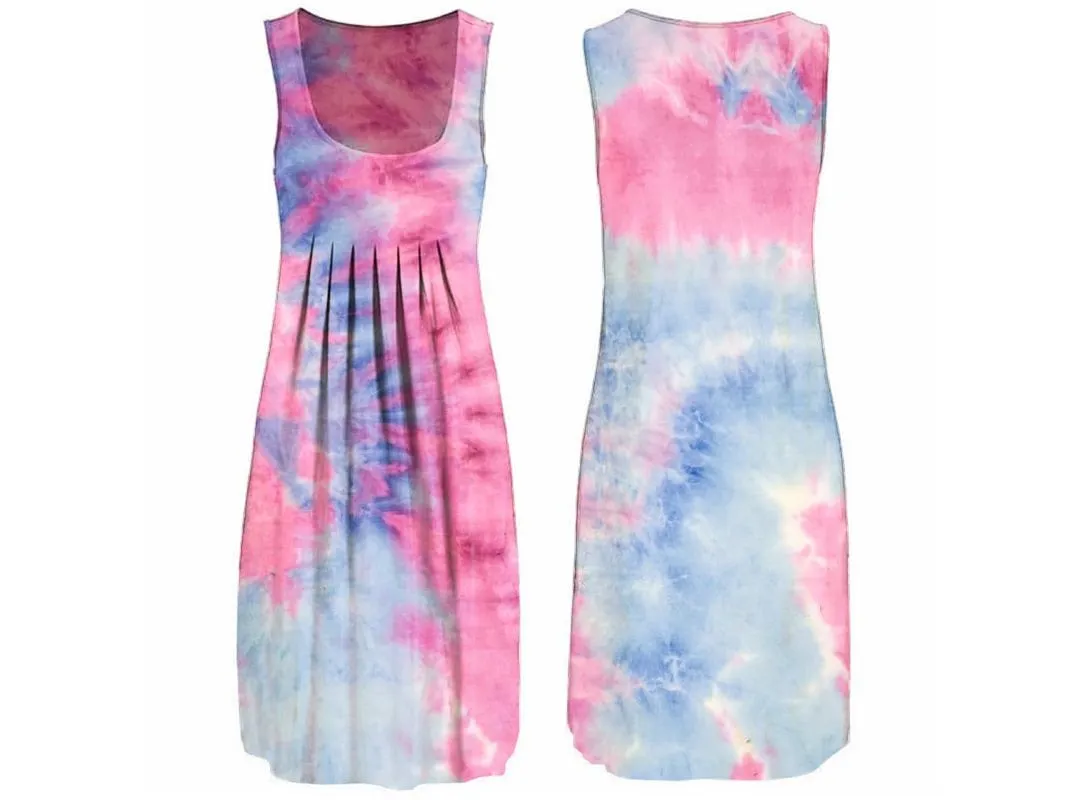 Sexy sleeveless woman dress tie dye print O neck summer dresses for women female loose casual dresses plus size clothing|Dresses