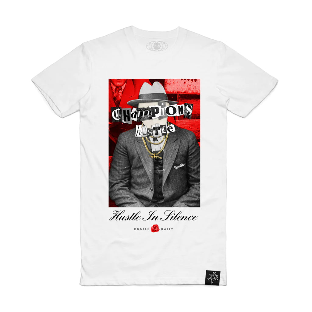 SILENT HUSLTE CAPONE TEE WHITE