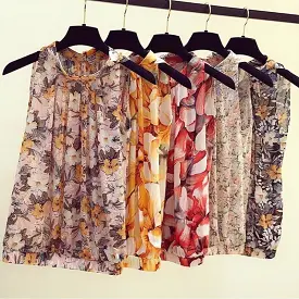 Sleeveless Chiffon Floral Top