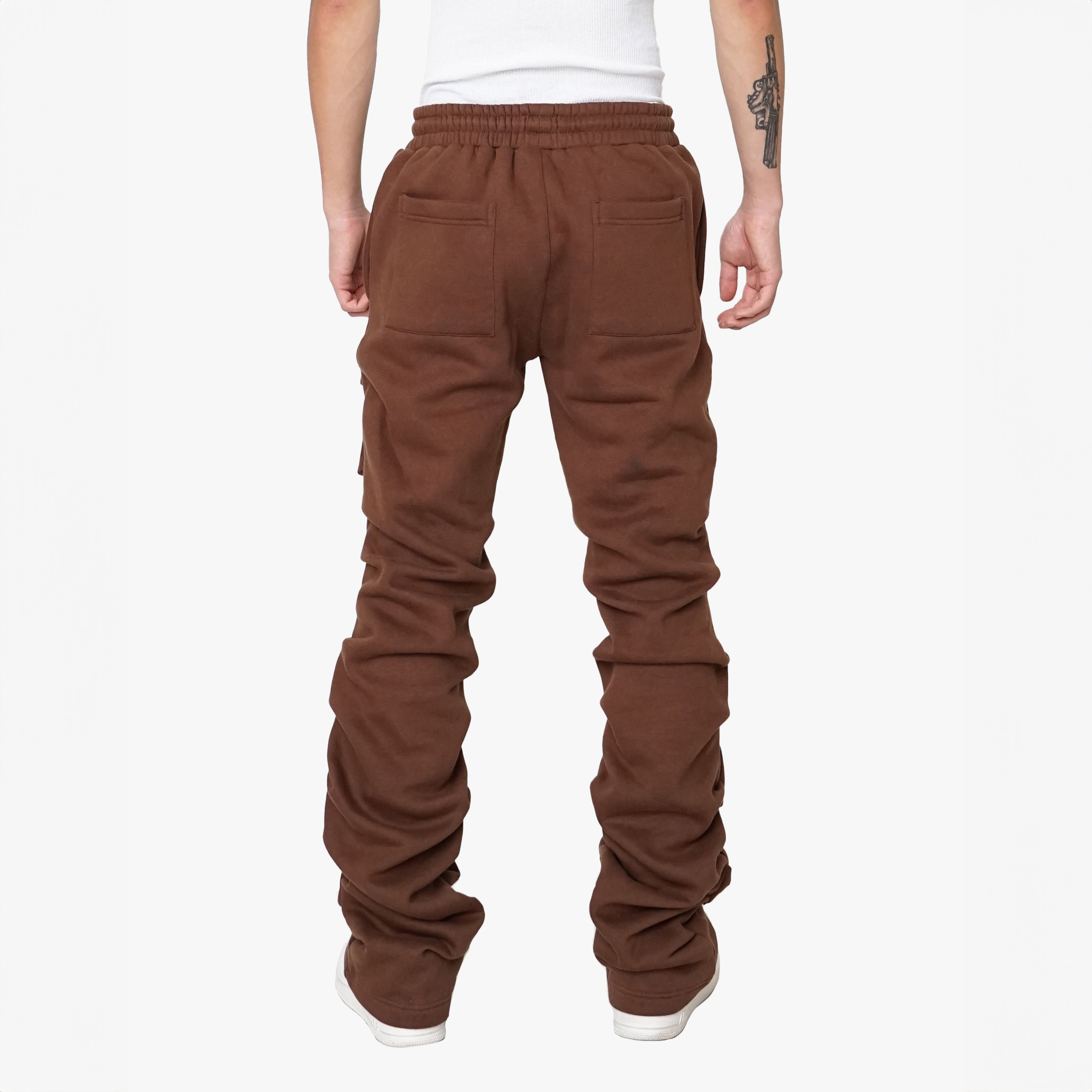 Stacked Cargo Sweatpants Brown